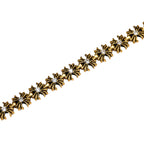 NE-BL-0005 Silver Floral White Stone Link Bracelet