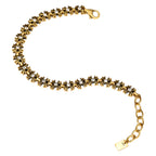 NE-BL-0005 Silver Floral White Stone Link Bracelet