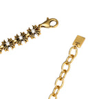 NE-BL-0005 Silver Floral White Stone Link Bracelet