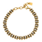 NE-BL-0005 Silver Floral White Stone Link Bracelet