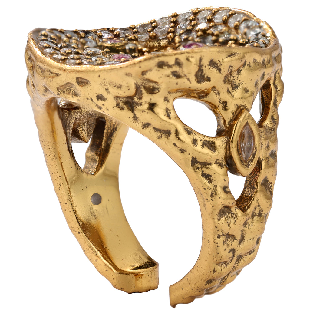 NE-RG-0060 Silver Round Openwork Statement Ring