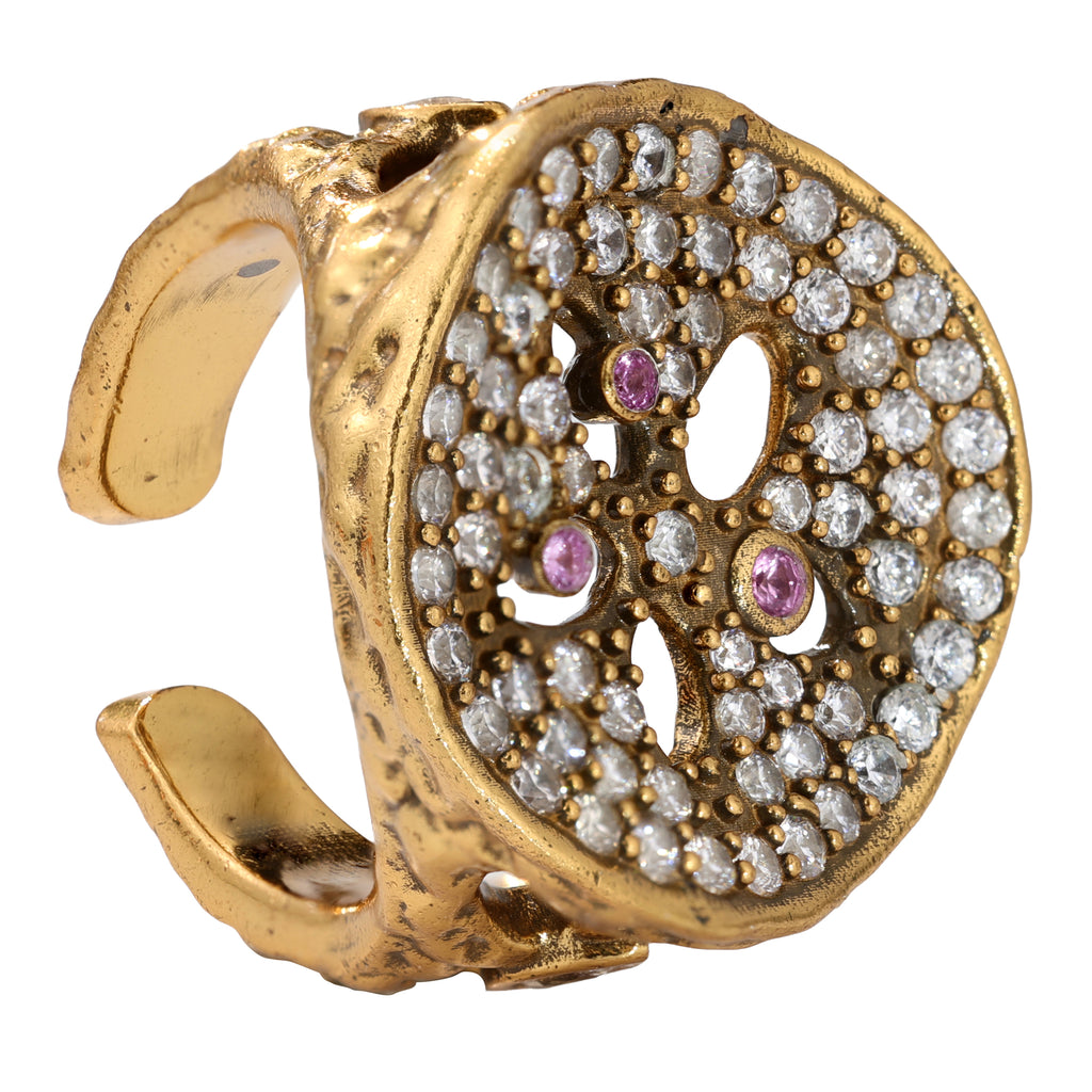 NE-RG-0060 Silver Round Openwork Statement Ring