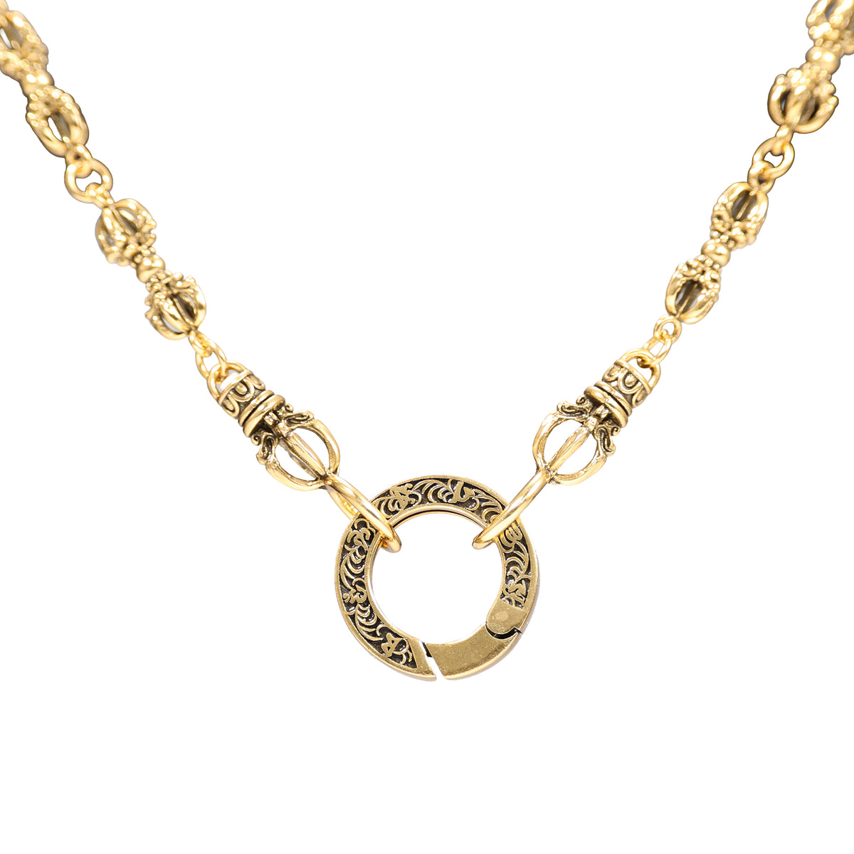 Ornate Engraved Ring Clasp Necklace