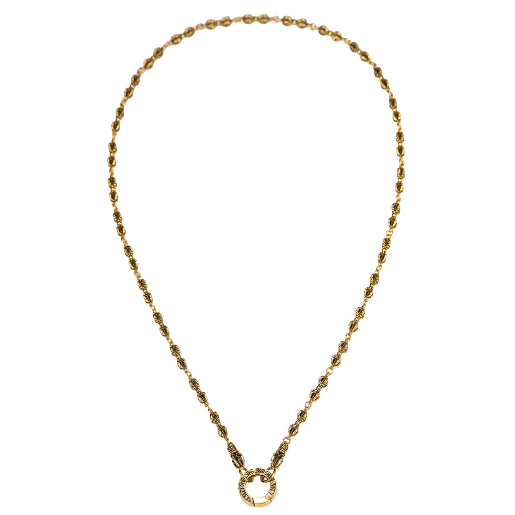Ornate Engraved Ring Clasp Necklace