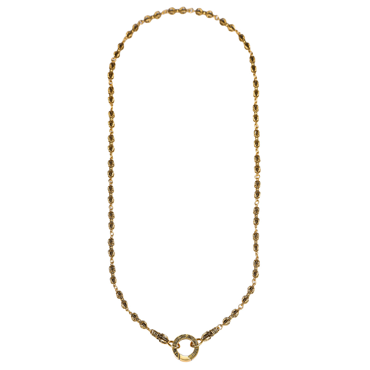 Ornate Engraved Ring Clasp Necklace