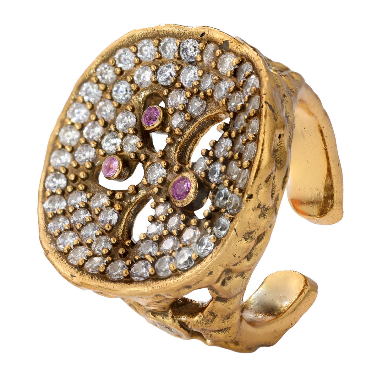 NE-RG-0060 Silver Round Openwork Statement Ring