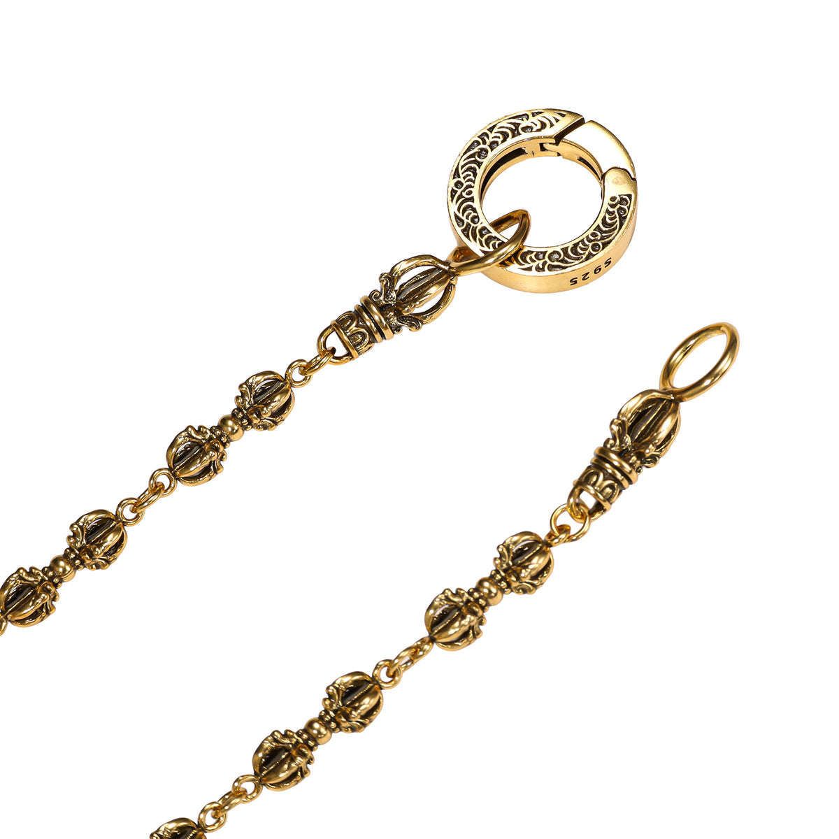 Ornate Engraved Ring Clasp Necklace