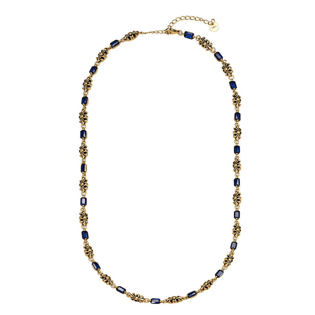 Blue Stone Ornate Link Necklace