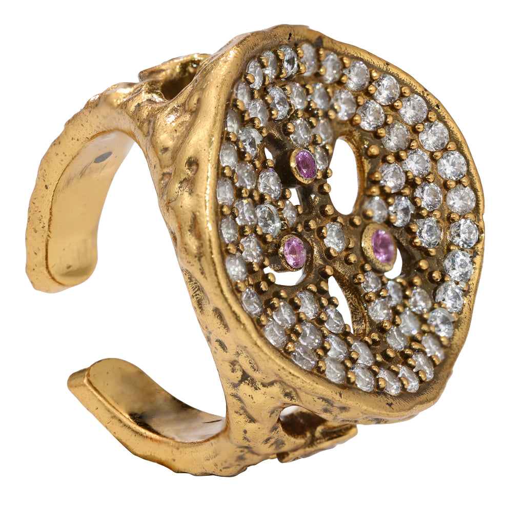 NE-RG-0060 Silver Round Openwork Statement Ring