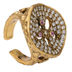 NE-RG-0060 Silver Round Openwork Statement Ring