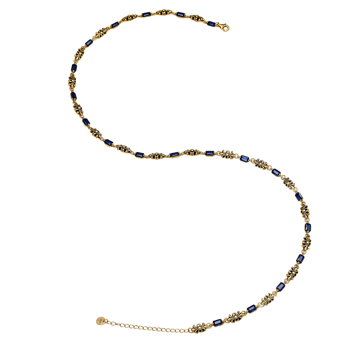 Blue Stone Ornate Link Necklace