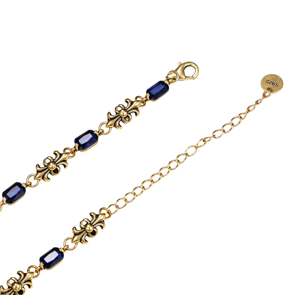 Blue Stone Ornate Link Necklace