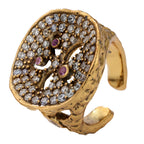 NE-RG-0060 Silver Round Openwork Statement Ring