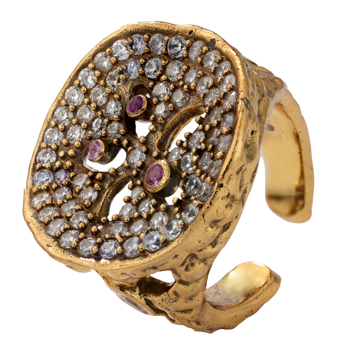 NE-RG-0060 Silver Round Openwork Statement Ring