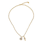 Smiley & Cross Charm Necklace