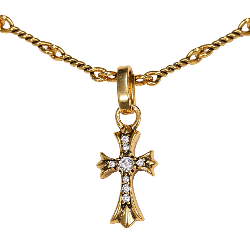 Smiley & Cross Charm Necklace