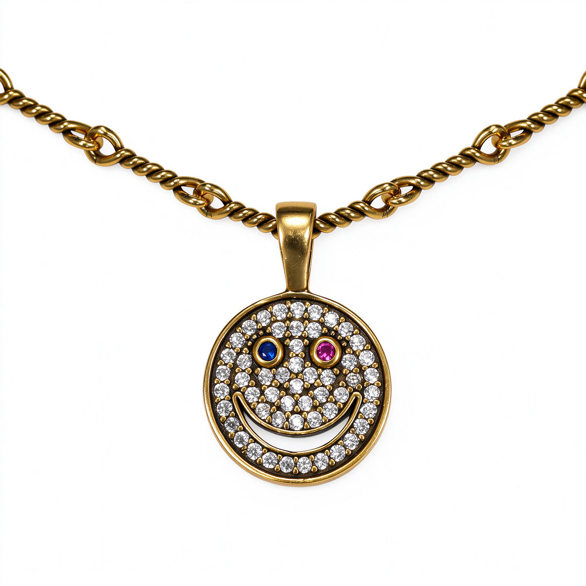 Smiley & Cross Charm Necklace