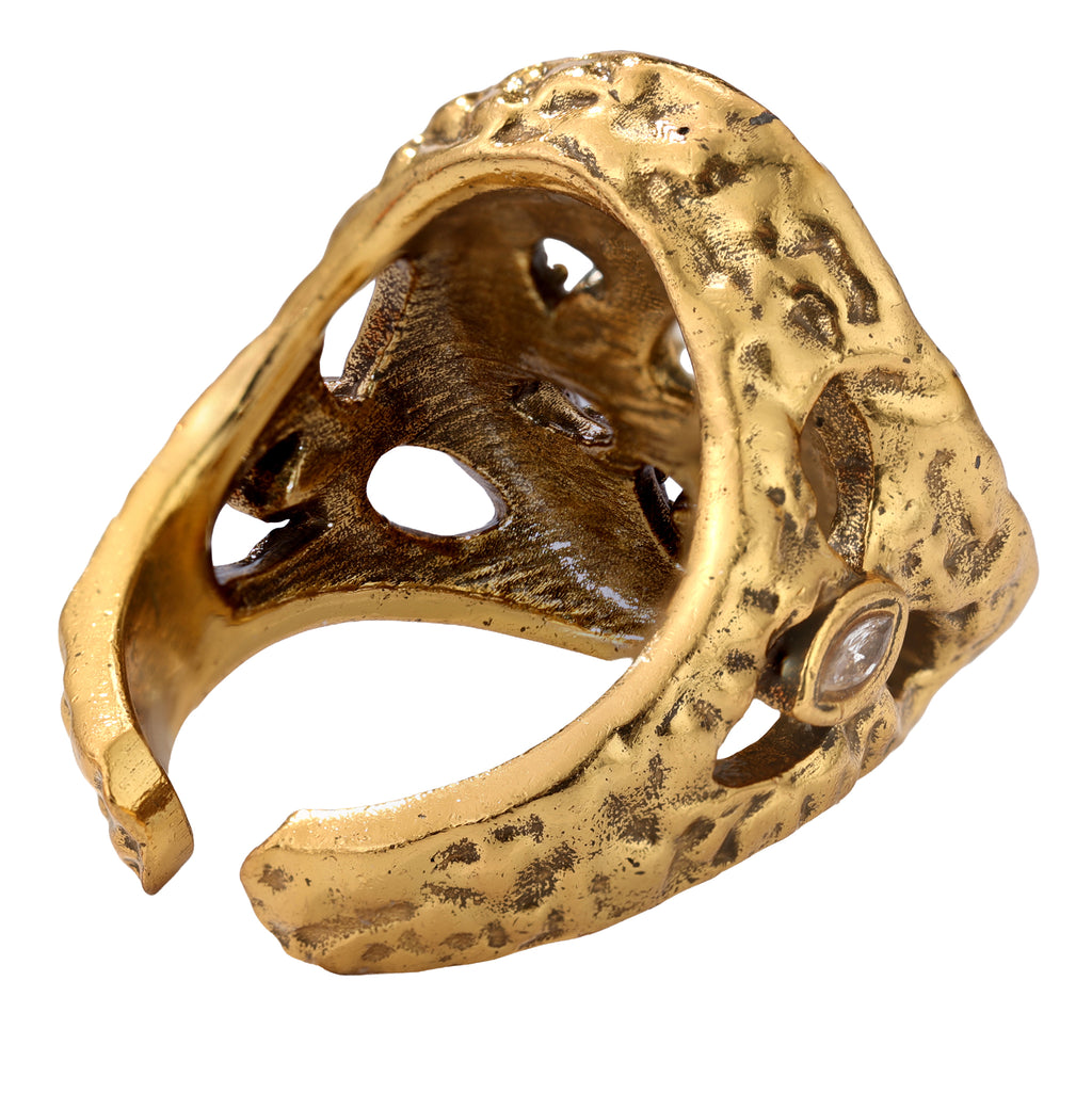 NE-RG-0060 Silver Round Openwork Statement Ring