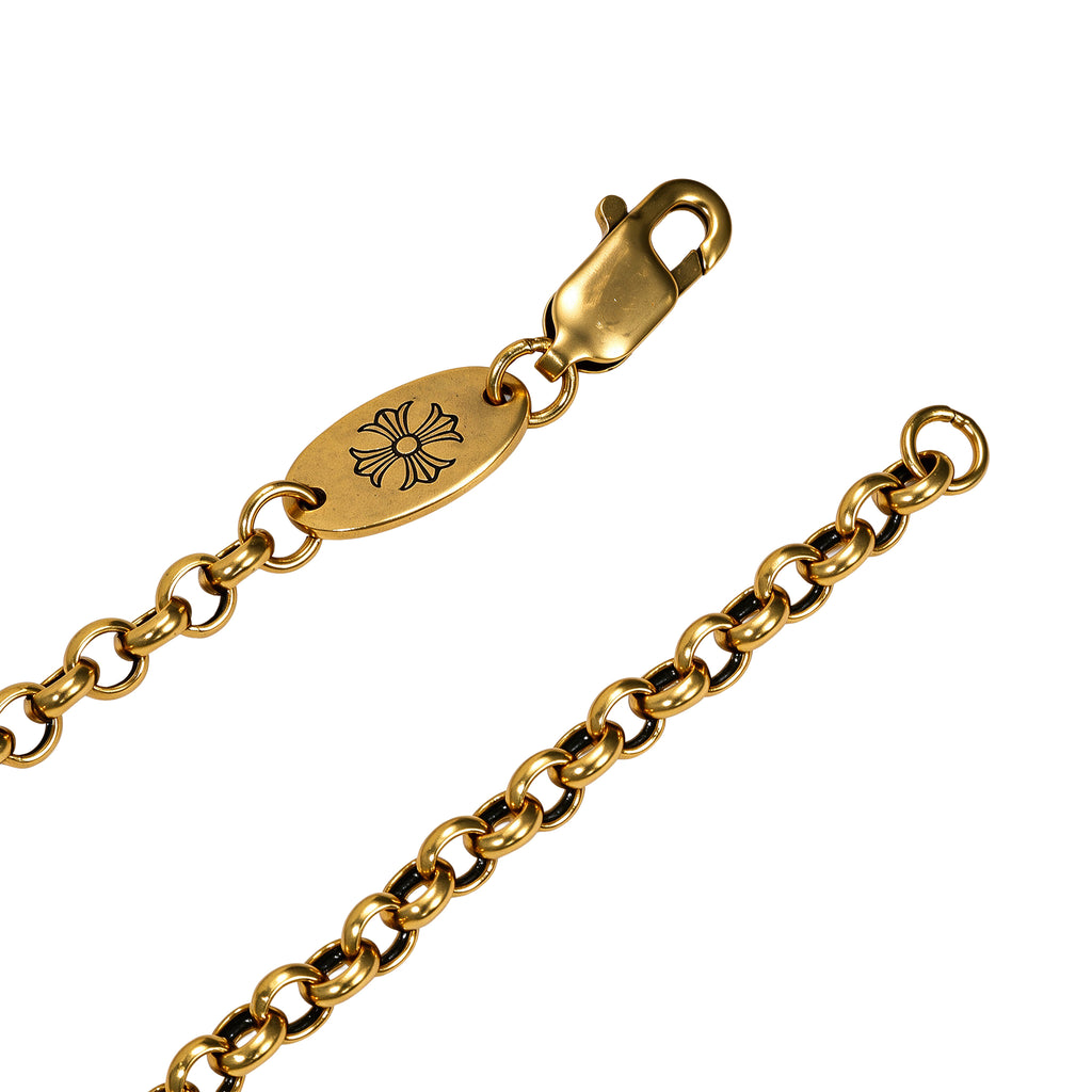 Engraved Floral Tag Chain Necklace