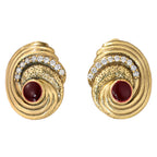 Red Cabochon Swirl Stud Earrings