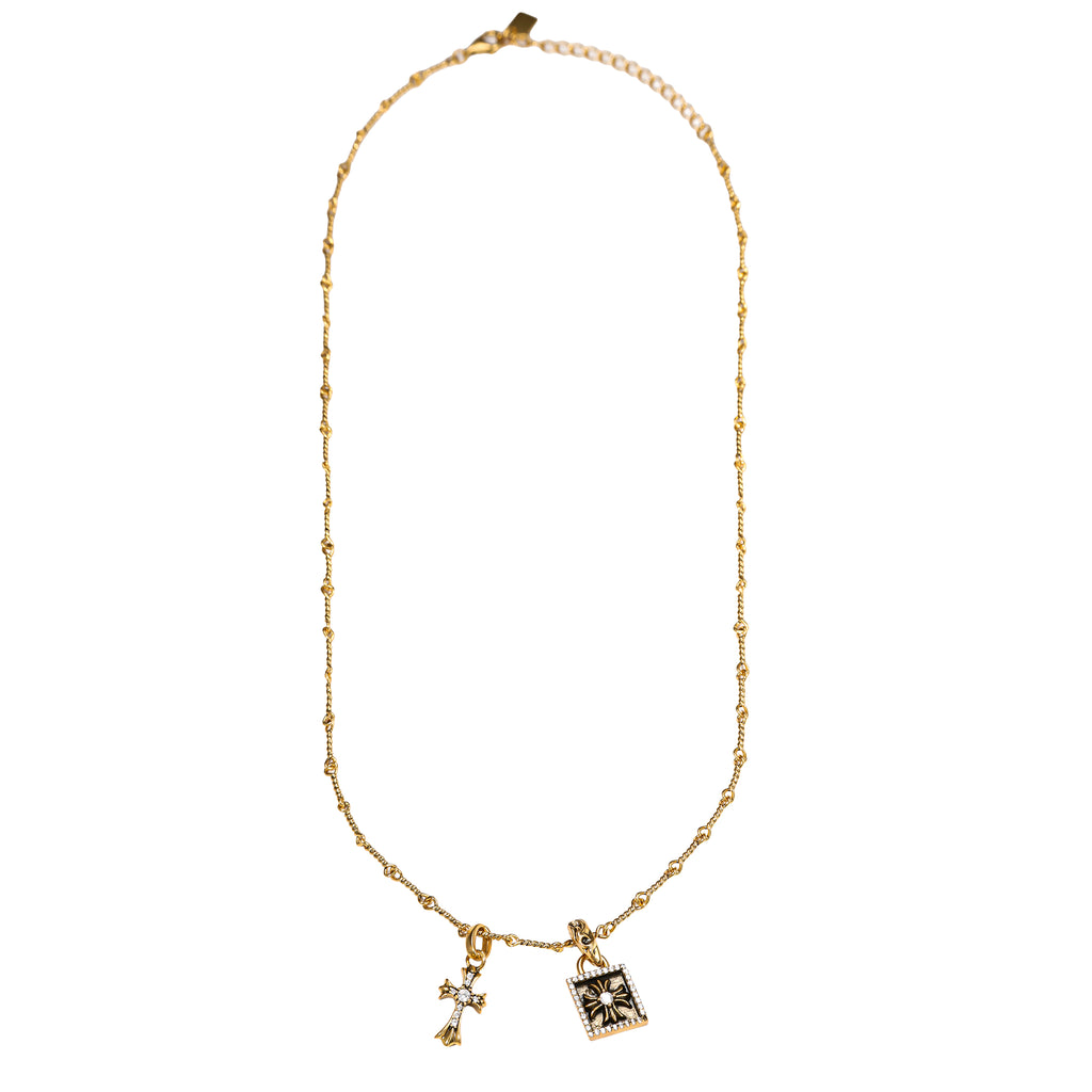 Cross & Sunburst Charm Necklace