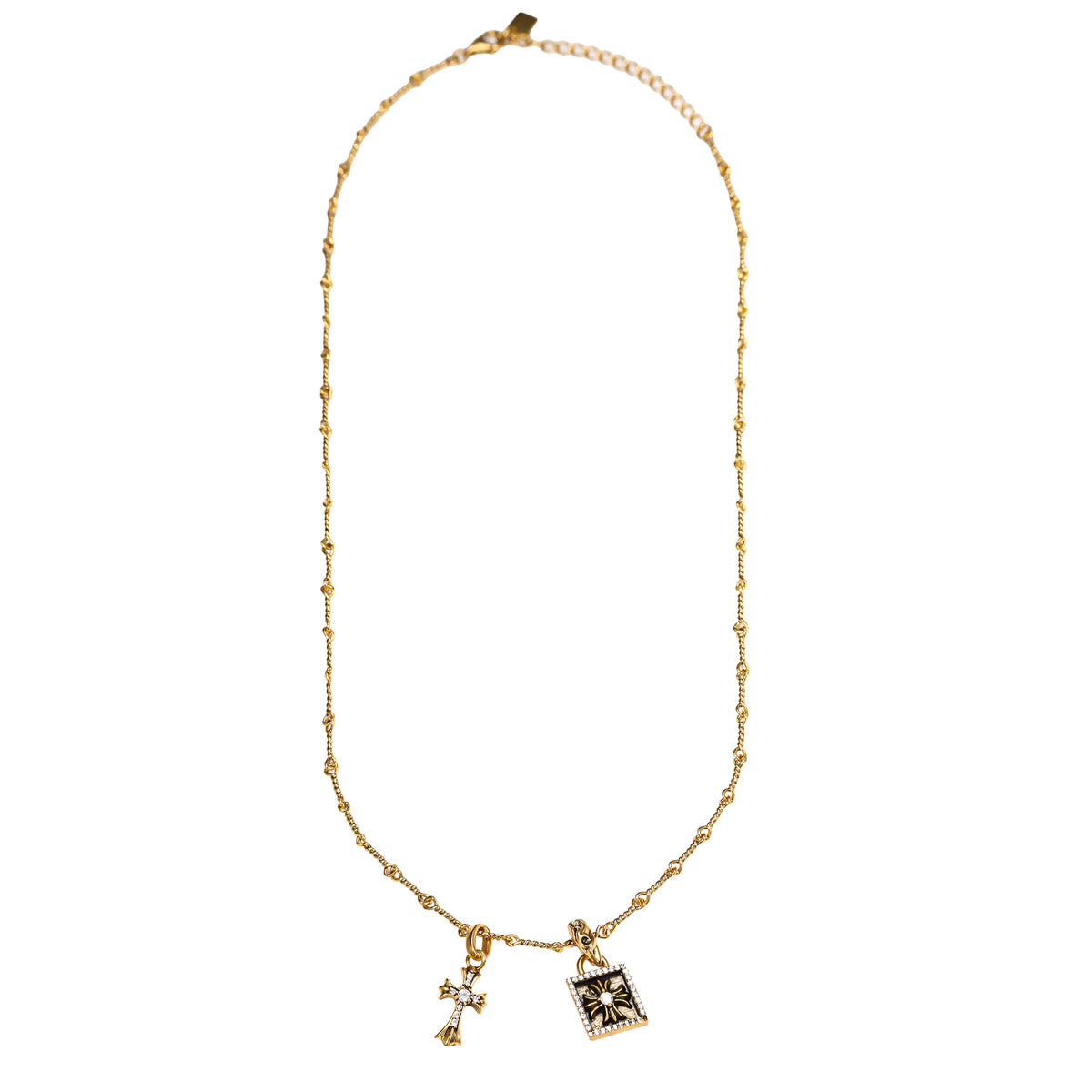 Cross & Sunburst Charm Necklace