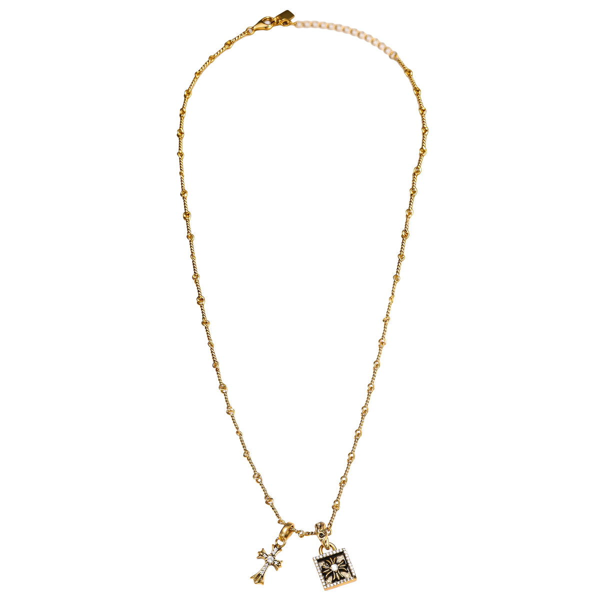 Cross & Sunburst Charm Necklace