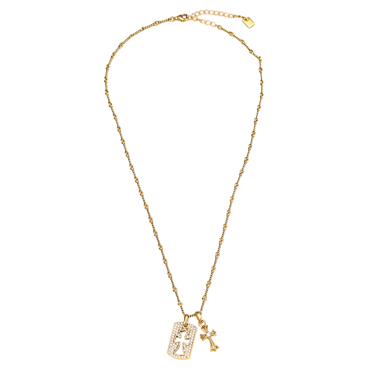 Cross Tag & Charm Necklace