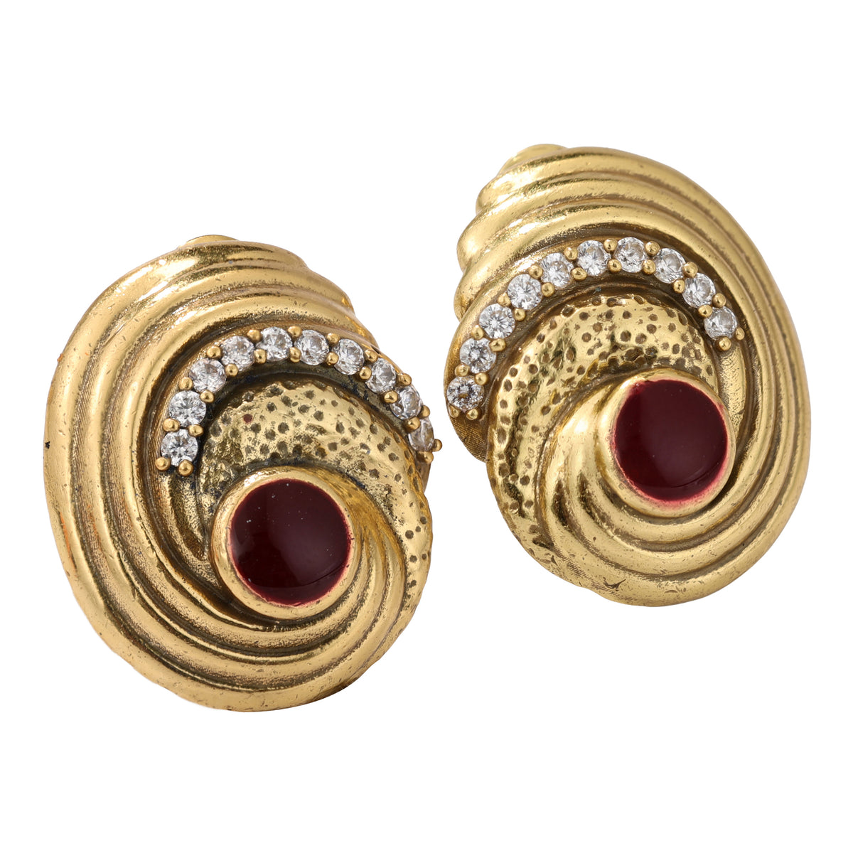 Red Cabochon Swirl Stud Earrings
