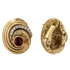 Red Cabochon Swirl Stud Earrings