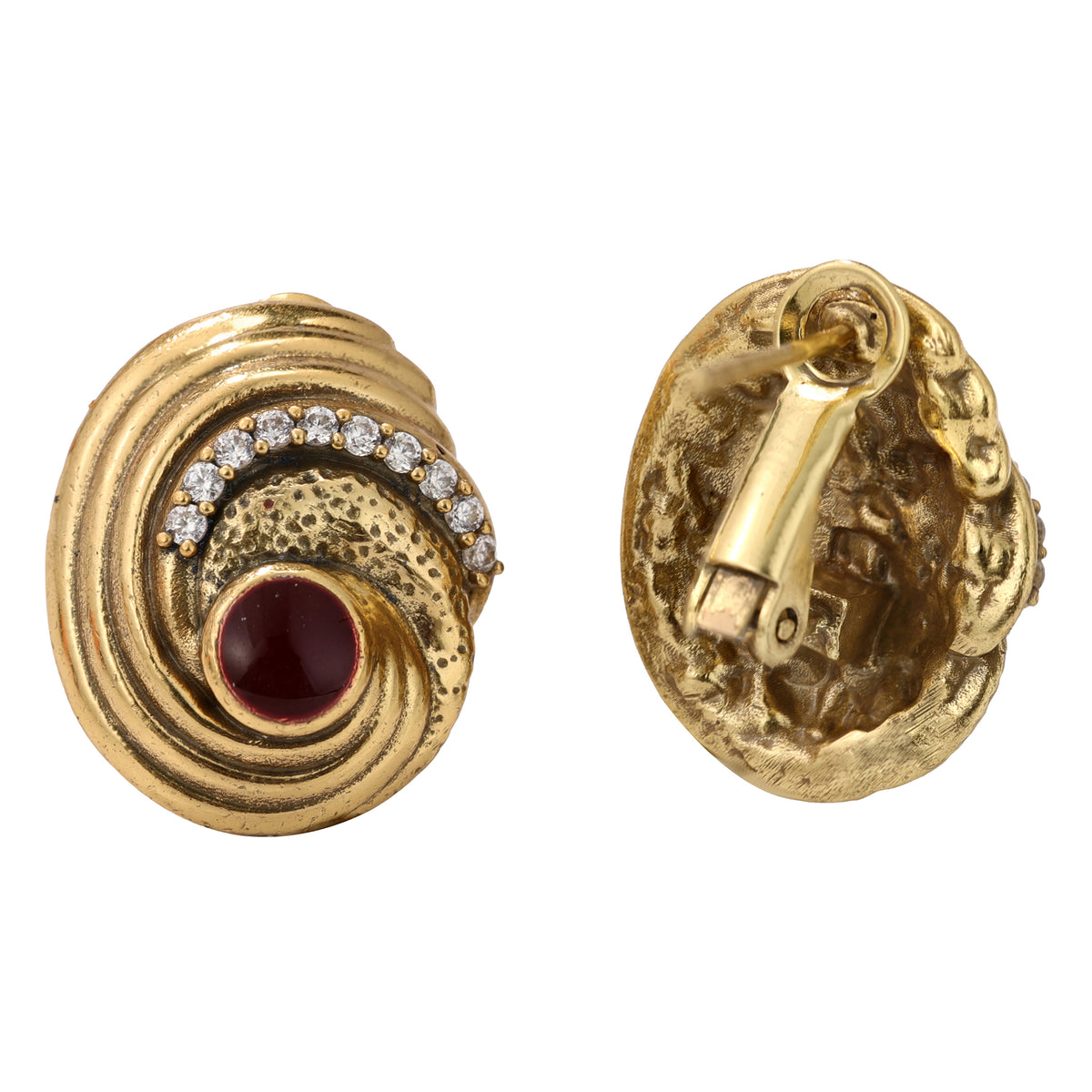 Red Cabochon Swirl Stud Earrings