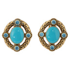 Blue Cabochon Oval Stud Earrings