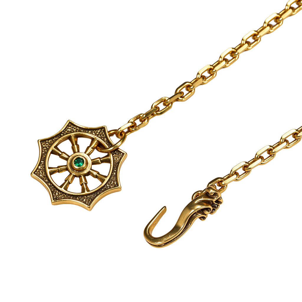 Green Stone Lariat Pendant Necklace
