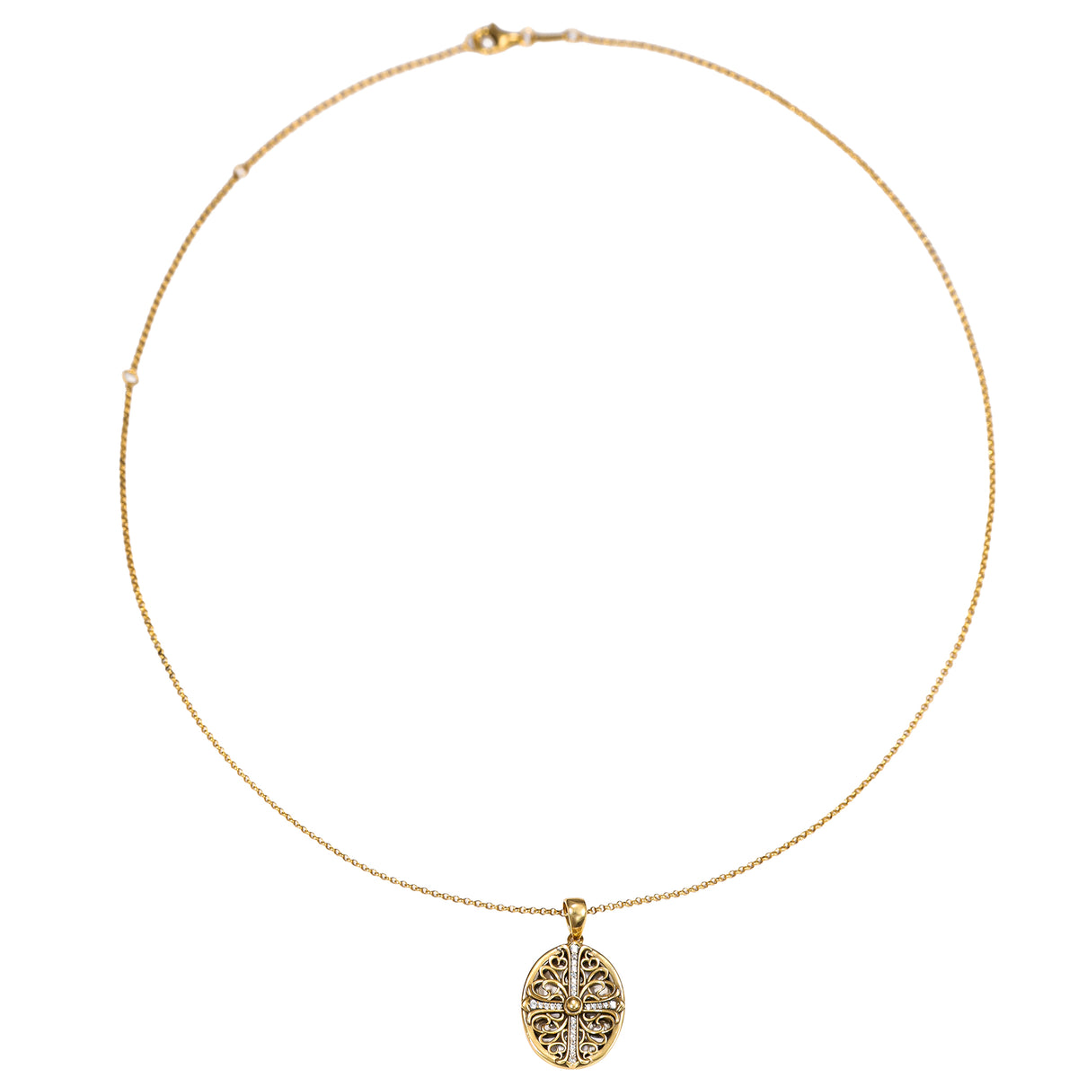 Ornate Cross Filigree Pendant Necklace
