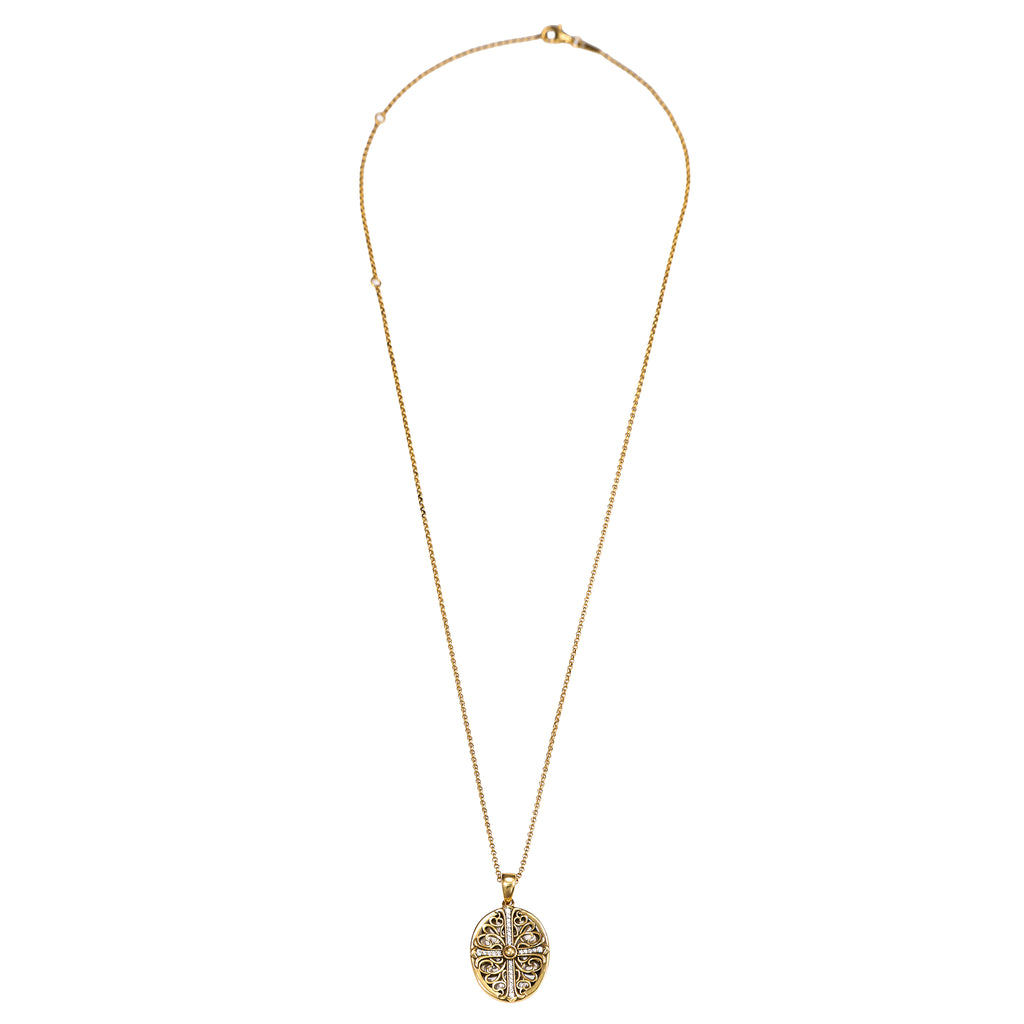 Ornate Cross Filigree Pendant Necklace