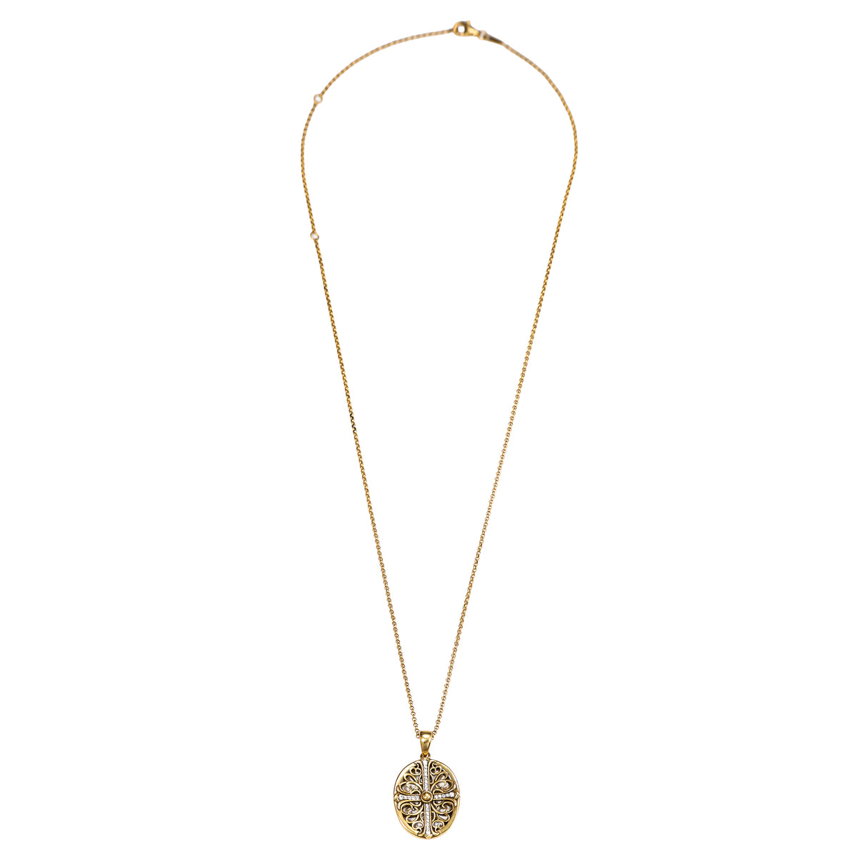 Ornate Cross Filigree Pendant Necklace