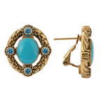 Blue Cabochon Oval Stud Earrings