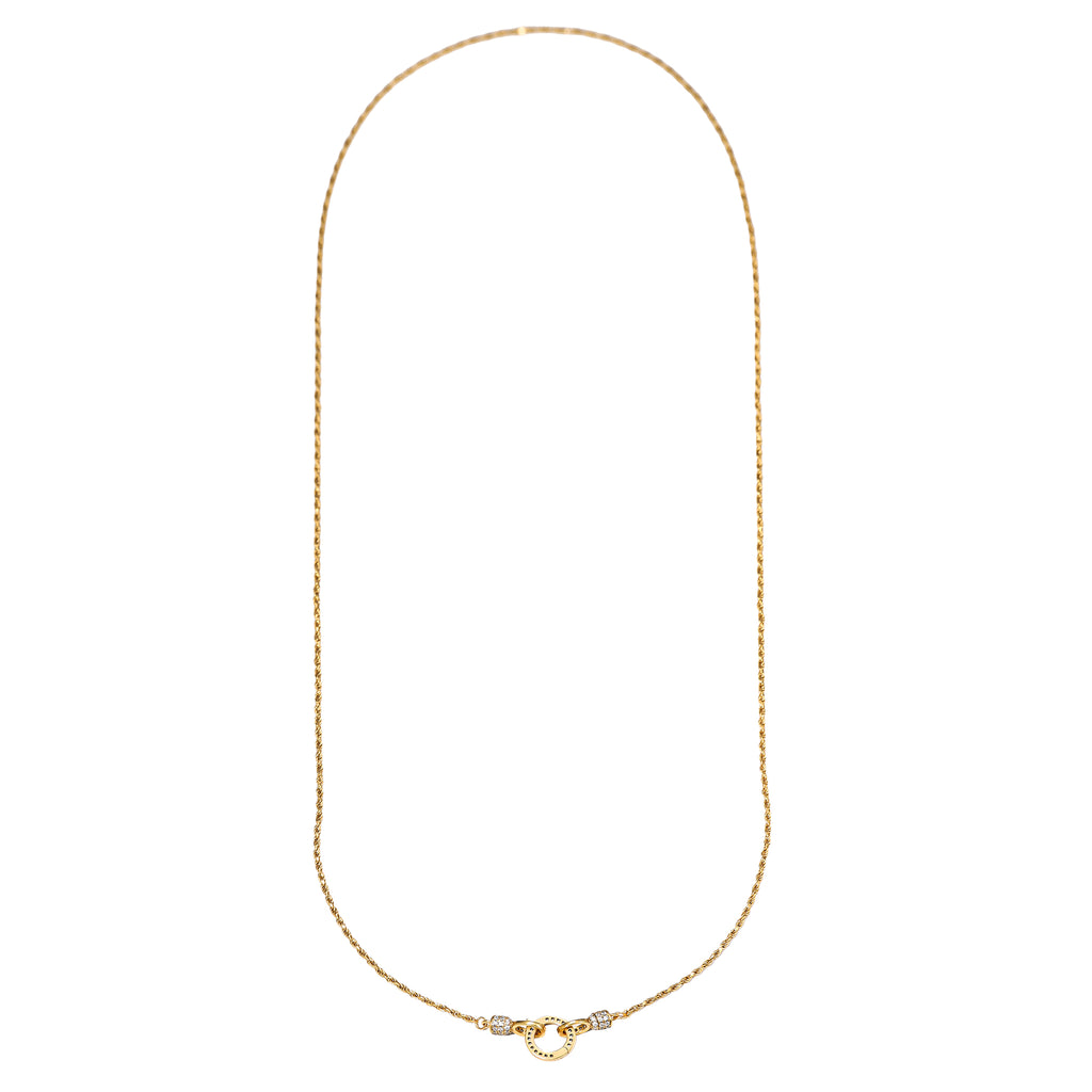 Pavé Ring Clasp Rope Chain Necklace