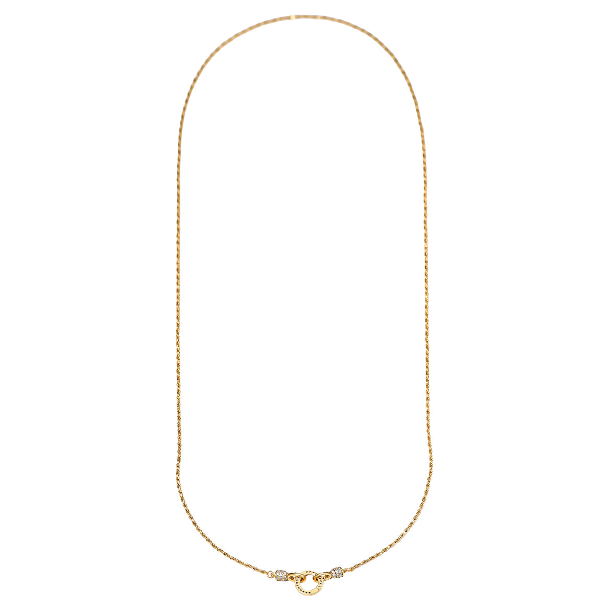 Pavé Ring Clasp Rope Chain Necklace