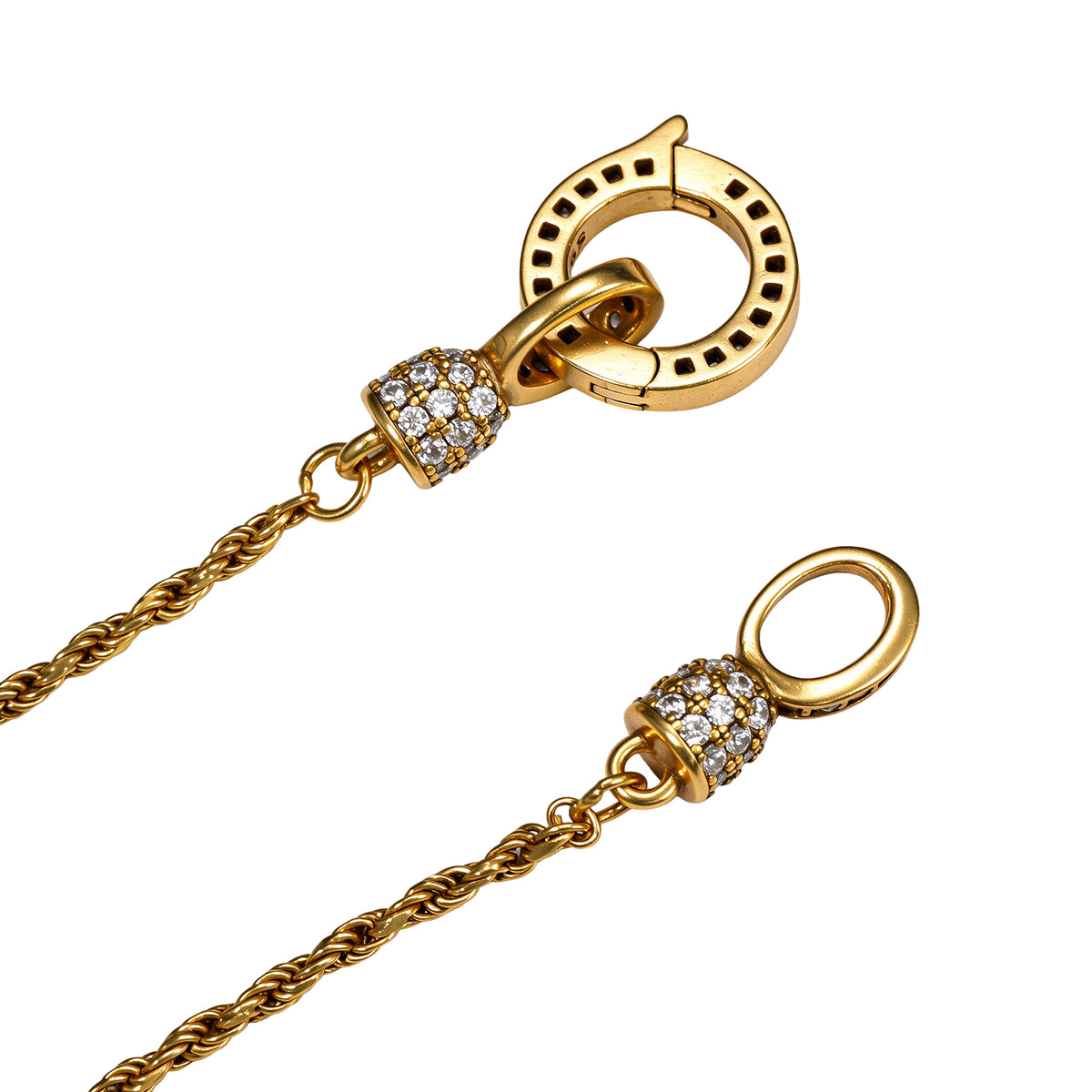 Pavé Ring Clasp Rope Chain Necklace