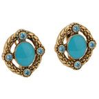 Blue Cabochon Oval Stud Earrings