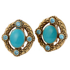 Blue Cabochon Oval Stud Earrings