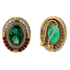 Green Oval Gemstone Statement Stud Earrings