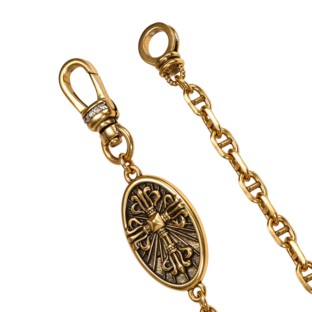 Ornate Cross Medallion Link Necklace
