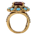 NE-RG-0063 Silver Red Center Stone Multicolor Statement Ring