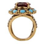 NE-RG-0063 Silver Red Center Stone Multicolor Statement Ring