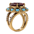 NE-RG-0063 Silver Red Center Stone Multicolor Statement Ring