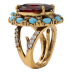 NE-RG-0063 Silver Red Center Stone Multicolor Statement Ring