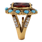 NE-RG-0063 Silver Red Center Stone Multicolor Statement Ring