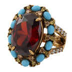 NE-RG-0063 Silver Red Center Stone Multicolor Statement Ring